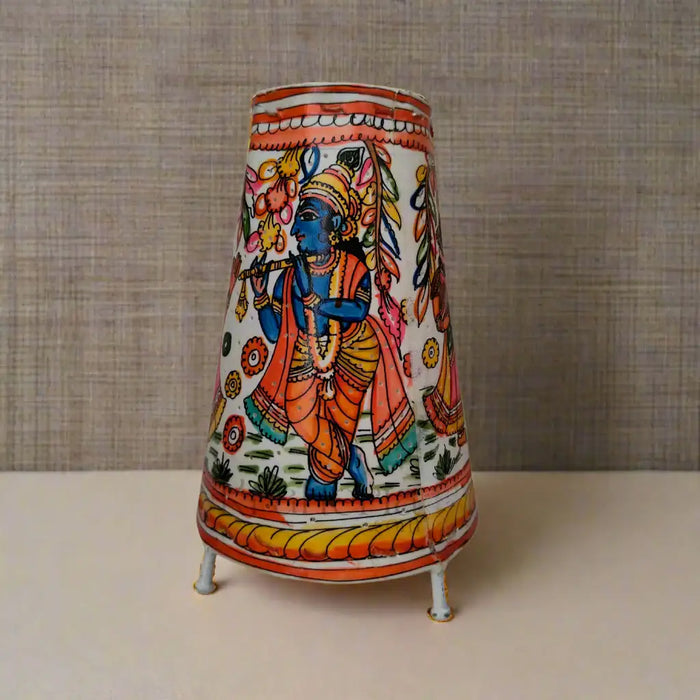 Handcrafted Leather Puppetry Divine Radha Krishna Theme | Bed Lamp   Leather Paintings
