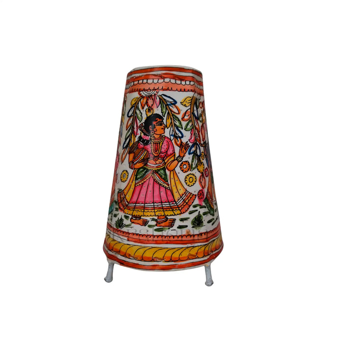 Handcrafted Leather Puppetry Divine Radha Krishna Theme | Bed Lamp   Leather Paintings