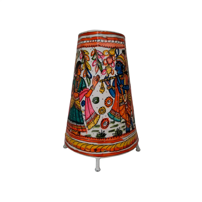 Handcrafted Leather Puppetry Divine Radha Krishna Theme | Bed Lamp   Leather Paintings
