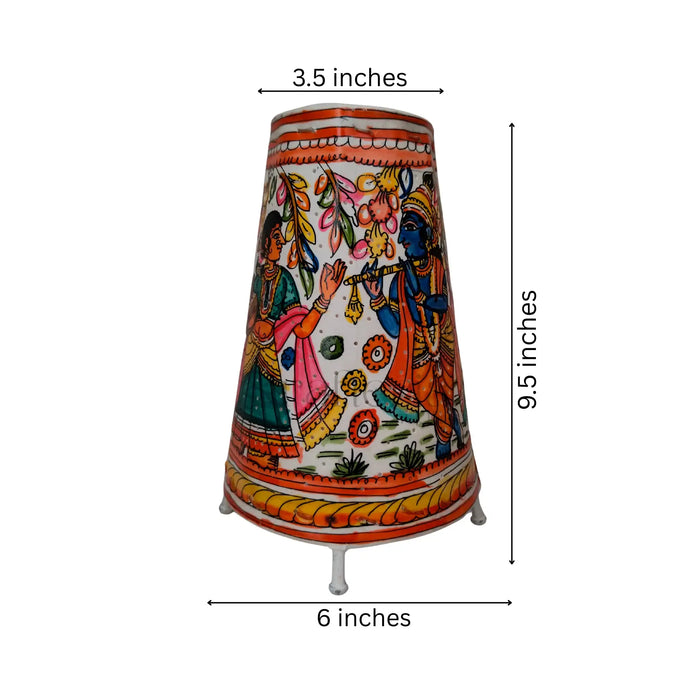 Handcrafted Leather Puppetry Divine Radha Krishna Theme | Bed Lamp   Leather Paintings