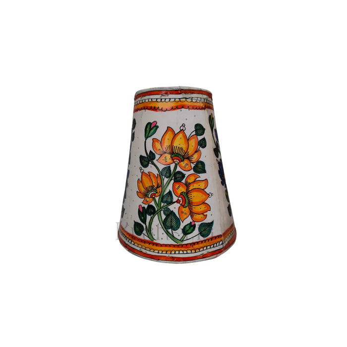 Handcrafted Leather Puppetry Lampshade with Lotus Motifs | Bed Lamp   Leather Paintings