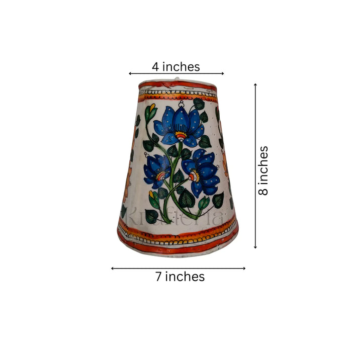 Handcrafted Leather Puppetry Lampshade with Lotus Motifs | Bed Lamp   Leather Paintings