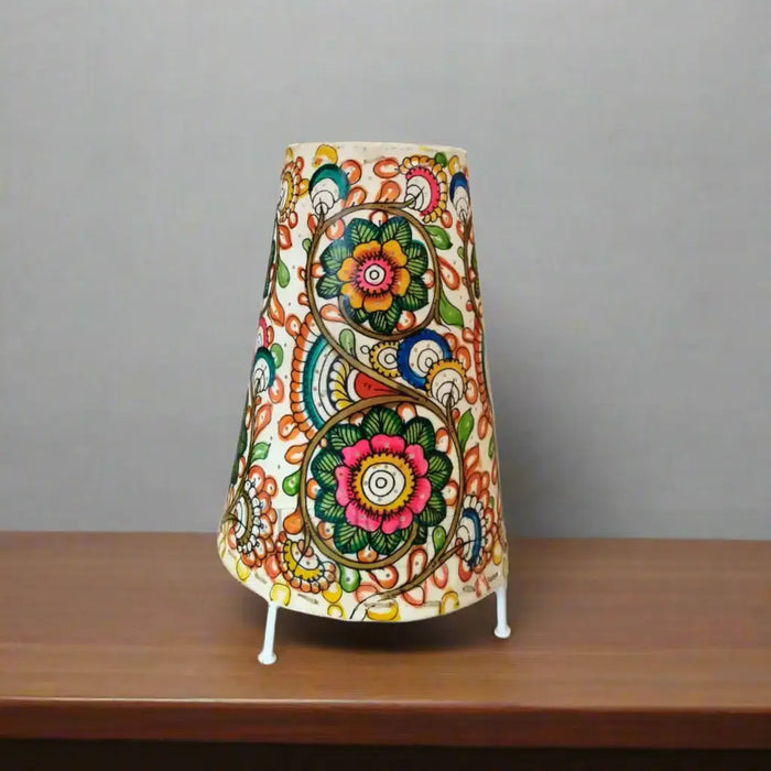 Handcrafted Leather Puppetry Radiant Floral - Cone Lamp Shade | Bed Lamp   Leather Paintings