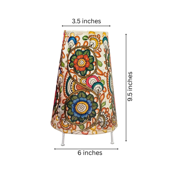 Handcrafted Leather Puppetry Radiant Floral - Cone Lamp Shade | Bed Lamp   Leather Paintings
