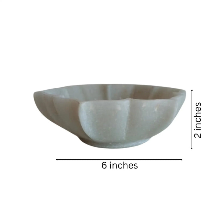 Handcrafted White Marble Flower Bowl – Decorative Urli & Serving Bowl   Marble