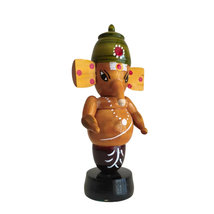 Handcrafted Wooden Ganesha Idol - Traditional Indian Home Decor   Etikoppaka Lacquerware
