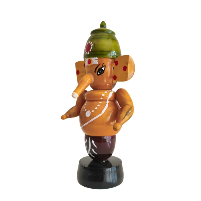 Handcrafted Wooden Ganesha Idol - Traditional Indian Home Decor   Etikoppaka Lacquerware