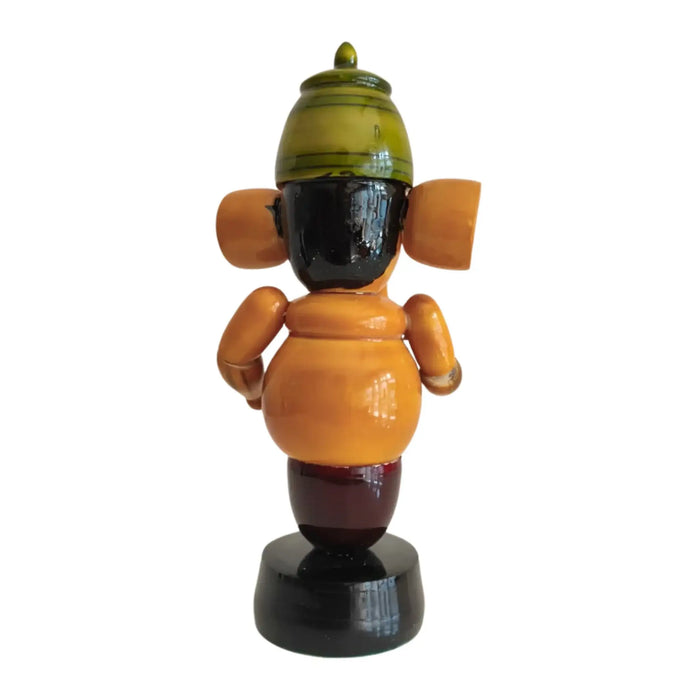 Handcrafted Wooden Ganesha Idol - Traditional Indian Home Decor   Etikoppaka Lacquerware