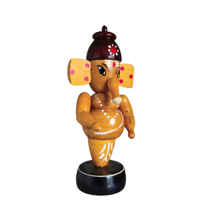 Handcrafted Wooden Ganesha Idol - Traditional Indian Home Decor   Etikoppaka Lacquerware