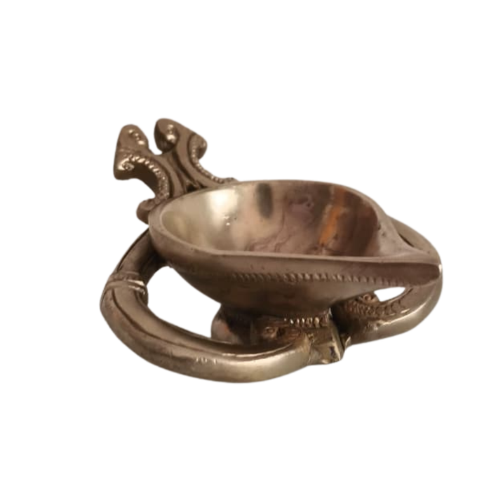 Handcrafted Brass Diya, a decorative brass oil lamp by Thar.