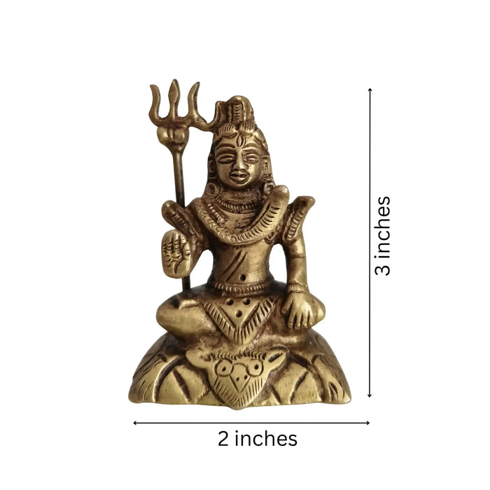 Exquisite handcrafted brass Lord Shiva idol in meditation, holding a Trishula.