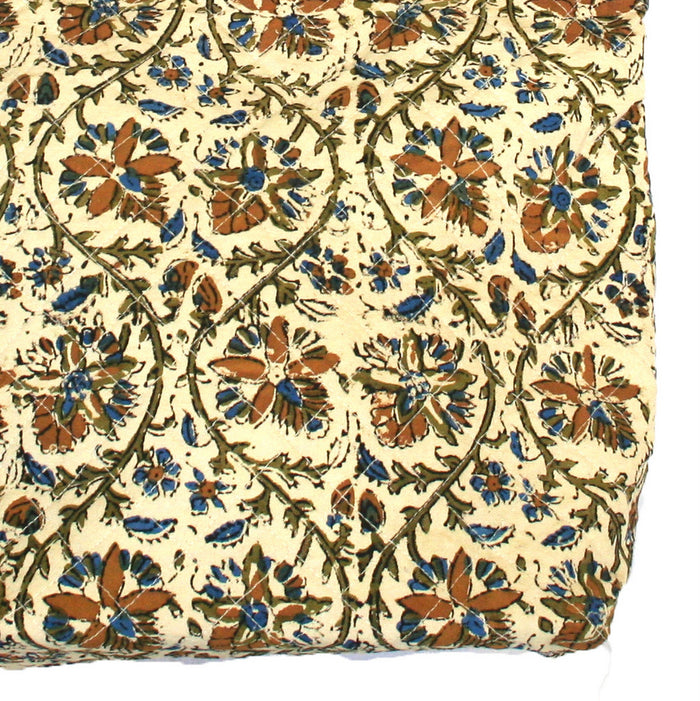 Handmade Cotton Kalamkari Block Print Structured Shopping Work Tote Bag 14x14 - Sweet Us