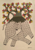 Handmade Elephant Tree of Life – Traditional Gond Painting   Paintings