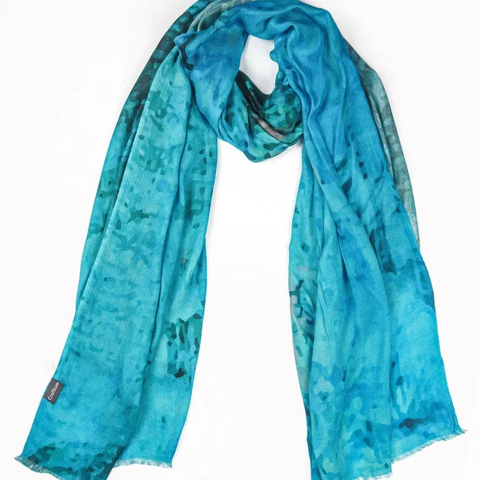 HANDMADE SILK MODAL SCARF - BLUE WASH