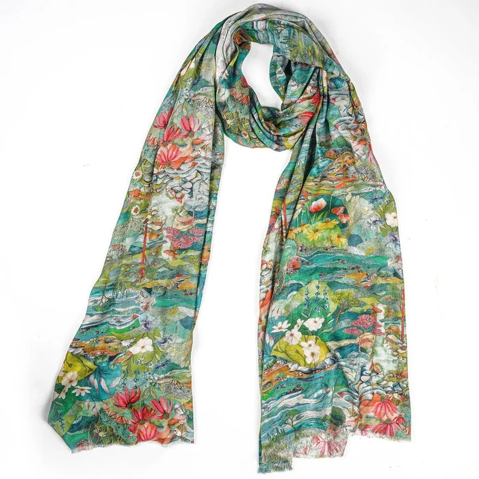 HANDMADE SILK MODAL SCARF - FLORAL PONDS
