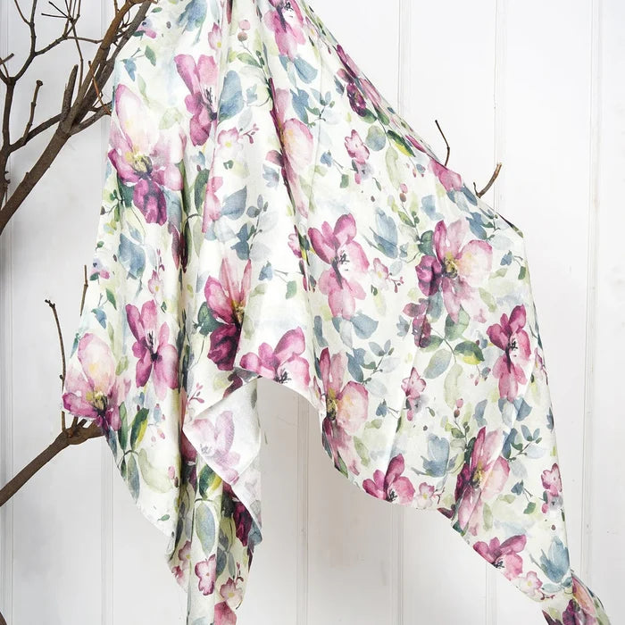 HANDMADE SILK MODAL SCARF - PURPLE PEONIES