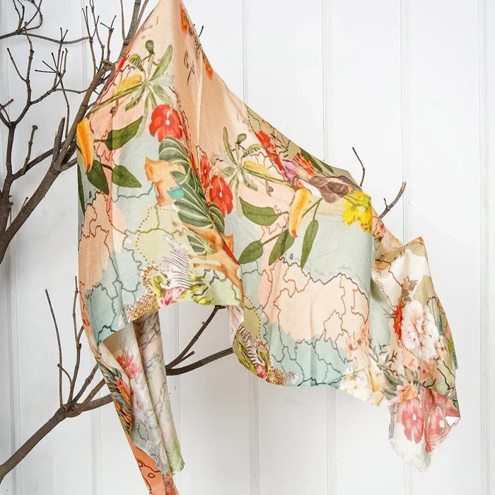 HANDMADE SILK MODAL SCARF - TOUCAN TROPICANA