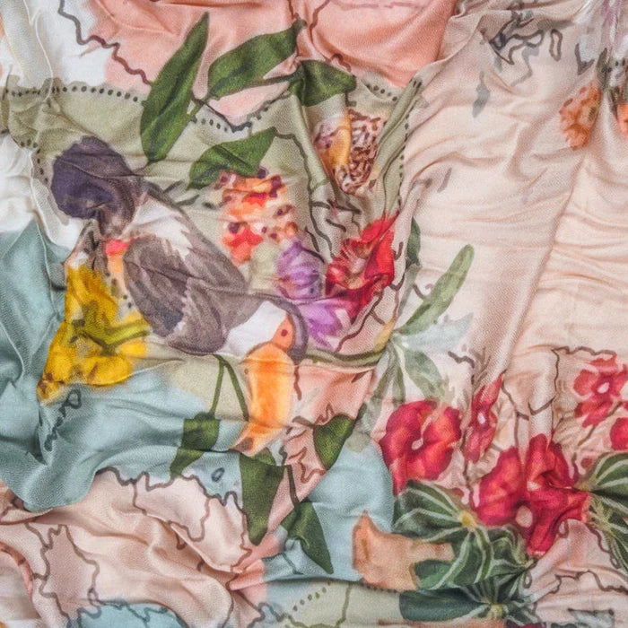 HANDMADE SILK MODAL SCARF - TOUCAN TROPICANA