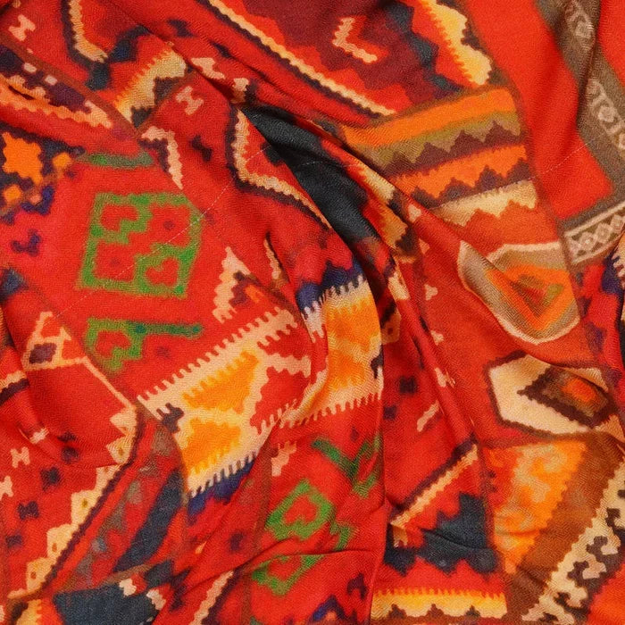 HANDMADE SILK MODAL SCARF - TRIBAL REDS