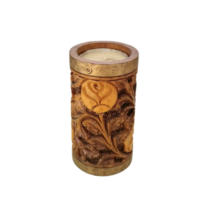 Handmade Wooden Candle Vase – Rustic Home Decor Accent maruthi handicrafts