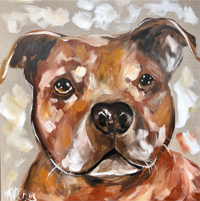 Happy Staffy Dog Coaster - Artist Lab