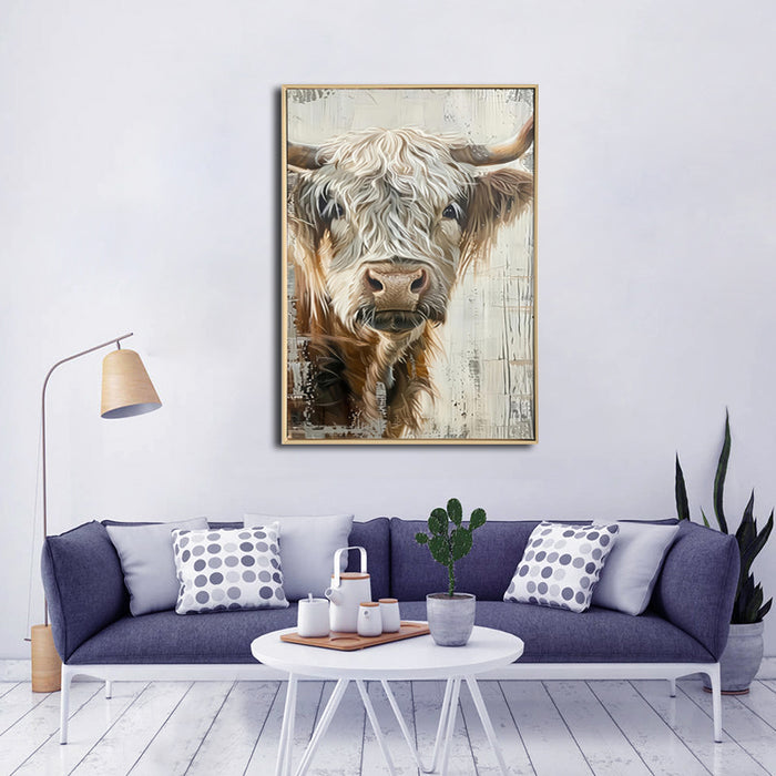HARLOW THE HIGHLAND COW - BRUSHED FRAMED CANVAS