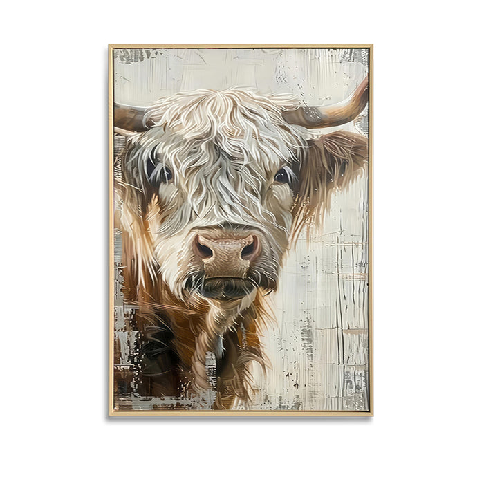 HARLOW THE HIGHLAND COW - BRUSHED FRAMED CANVAS