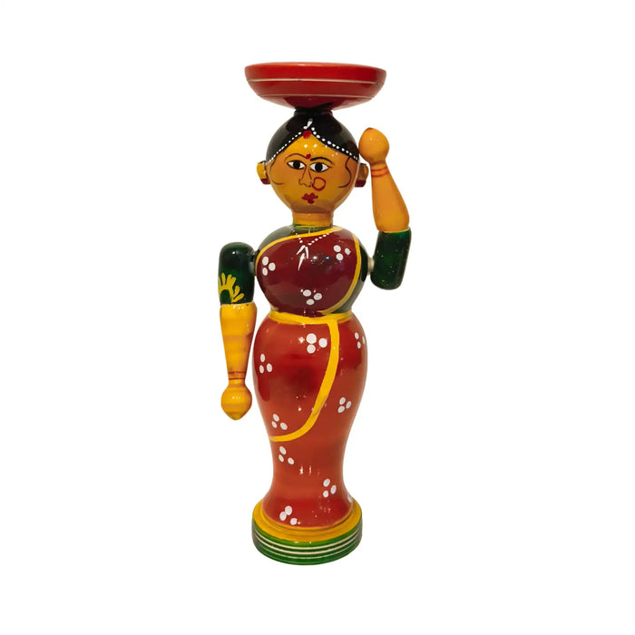 Harmony in Lacquer - Traditional Indian Serving Figure   Etikoppaka Lacquerware