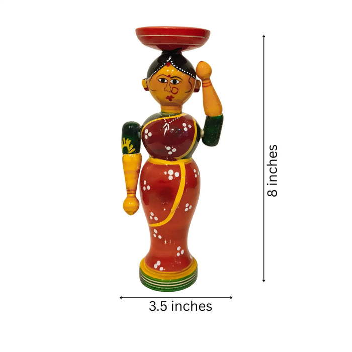 Harmony in Lacquer - Traditional Indian Serving Figure   Etikoppaka Lacquerware