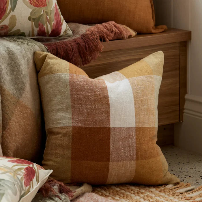 HEIDE RUST NEUTRALS CHECK CUSHION 50CM