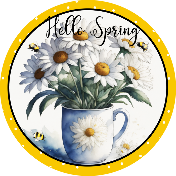 Hello Spring-Summer Sign, Wreath Attachment, Wreath Sign, Wreath Center