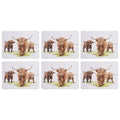 HIGHLAND HERD COWS ARTIST 6PK PLACEMAT SET
