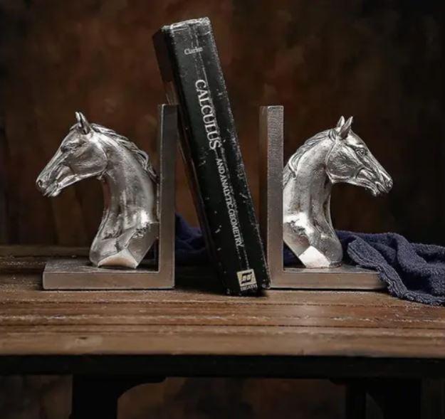 HORSE BOOKENDS - SILVER