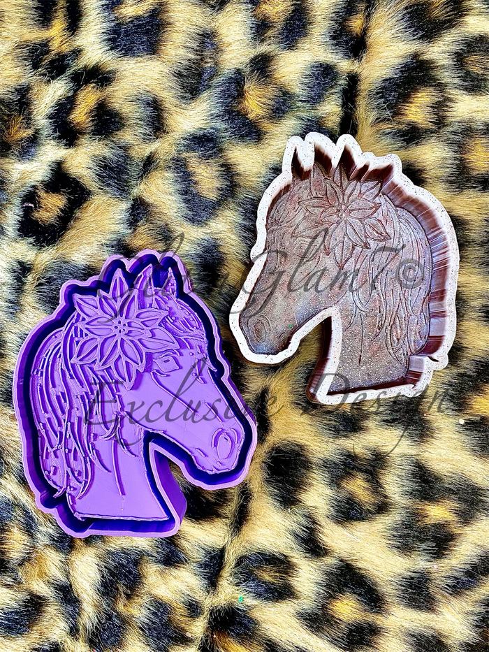 Horse w/ Poinsettia Silicone Mold