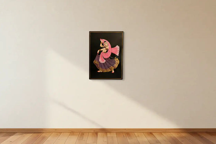 Traditional Nirmal painting of Indian dancer