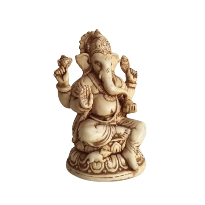Intricately Carved Ganesha Statue on Lotus Pedestal   Wood Decorative