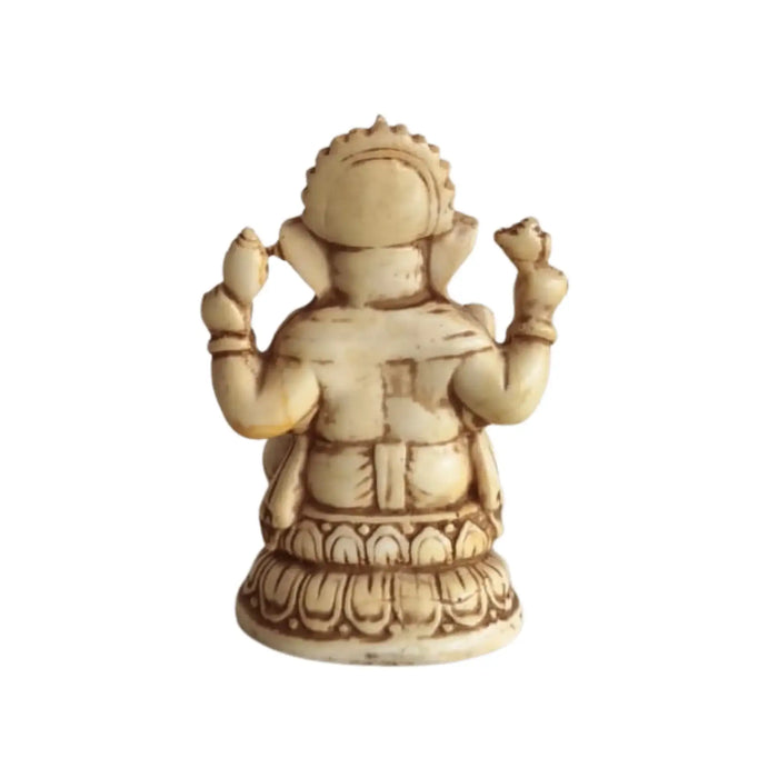 Intricately Carved Ganesha Statue on Lotus Pedestal   Wood Decorative