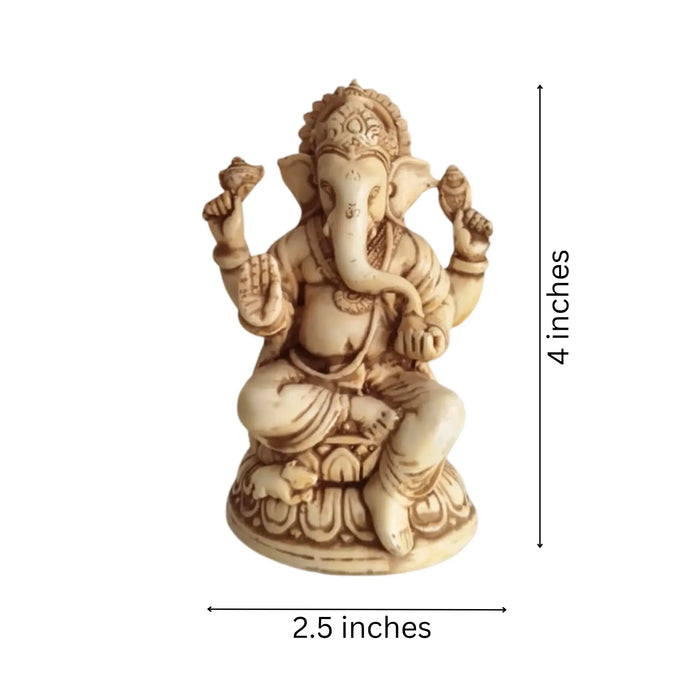 Intricately Carved Ganesha Statue on Lotus Pedestal   Wood Decorative