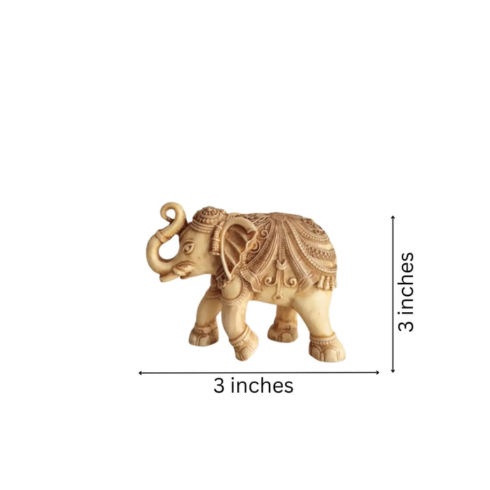 Intricately Carved Resin Elephant Figurine with Traditional Saddle   Wood Decorative