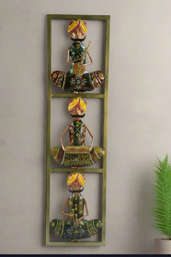 Iron Rajasthan Sardar Musician Wall Hang   Iron Decorative