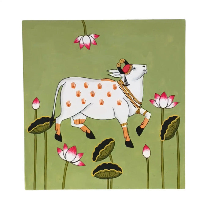 Kamdhenu in the Lotus Pond Pichwai Art   Paintings