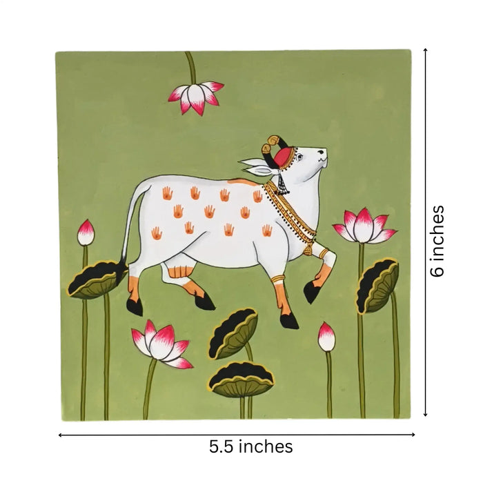 Kamdhenu in the Lotus Pond Pichwai Art   Paintings