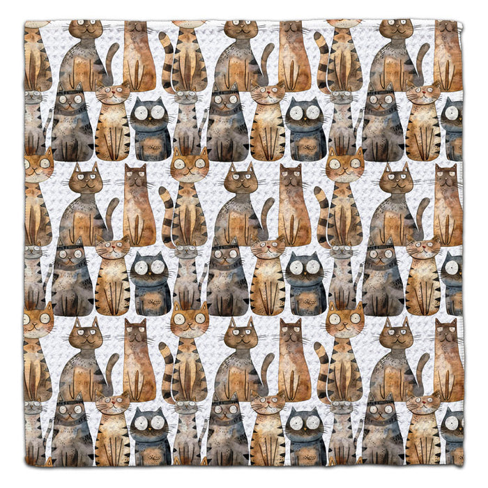 Kitty Cats eco-friendly washcloth with watercolor cat pattern by CJ Bella