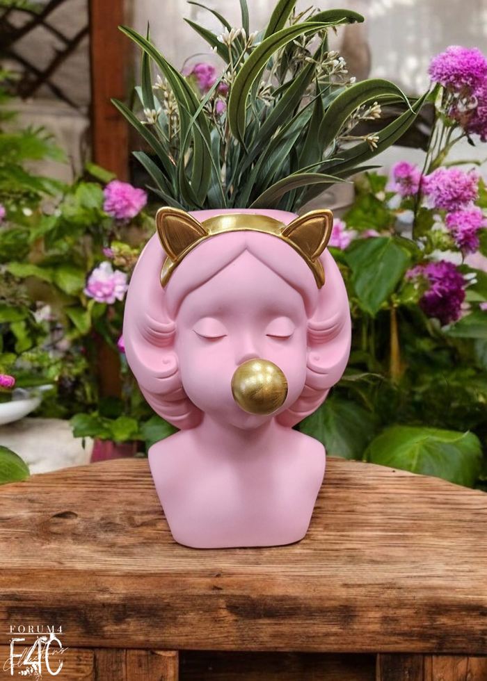KITTY GIRL BUBBLEGUM PLANTER - PINK