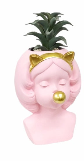 KITTY GIRL BUBBLEGUM PLANTER - PINK