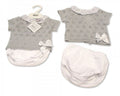 Knitted Baby 2 Pieces Set with Bow and Lace Collar (NB-9 Months) Bw-10-025