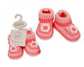 Knitted Baby Girls Booties - Flower-373 - Kidswholesale.co.uk