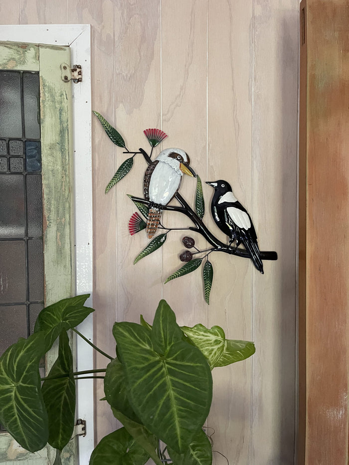 KOOKABURRA & MAGPIE BIRD BUDDIES METAL WALL DECOR