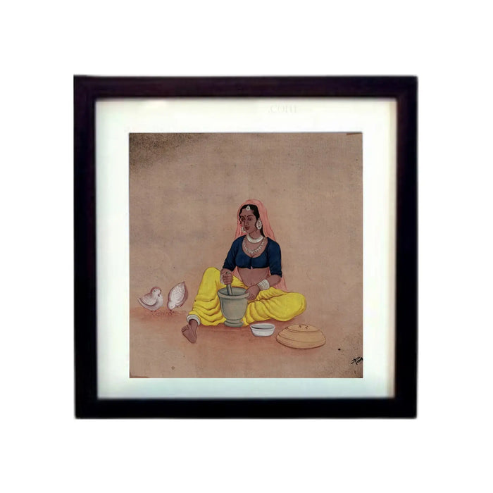 Lady Preparing Herbs Miniature Painting   Paintings