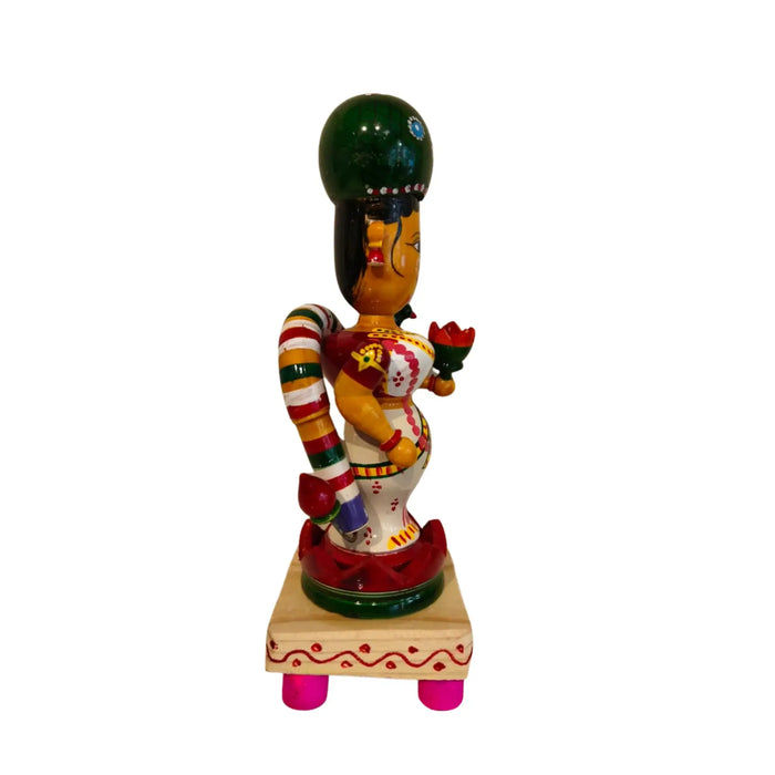 Lakshmi in Padmasana – Authentic Etikoppaka Wooden Idol of Prosperity   Etikoppaka Lacquerware